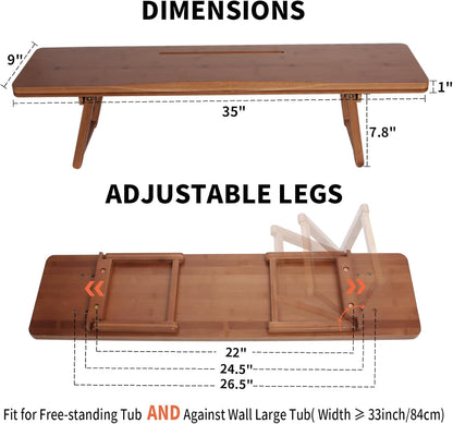 carpentray versatile bathtub tray with adjustable and foldable legs