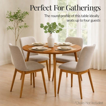 carpentray 28x28 inch round sheesham wood 4 seater dining table (brown)