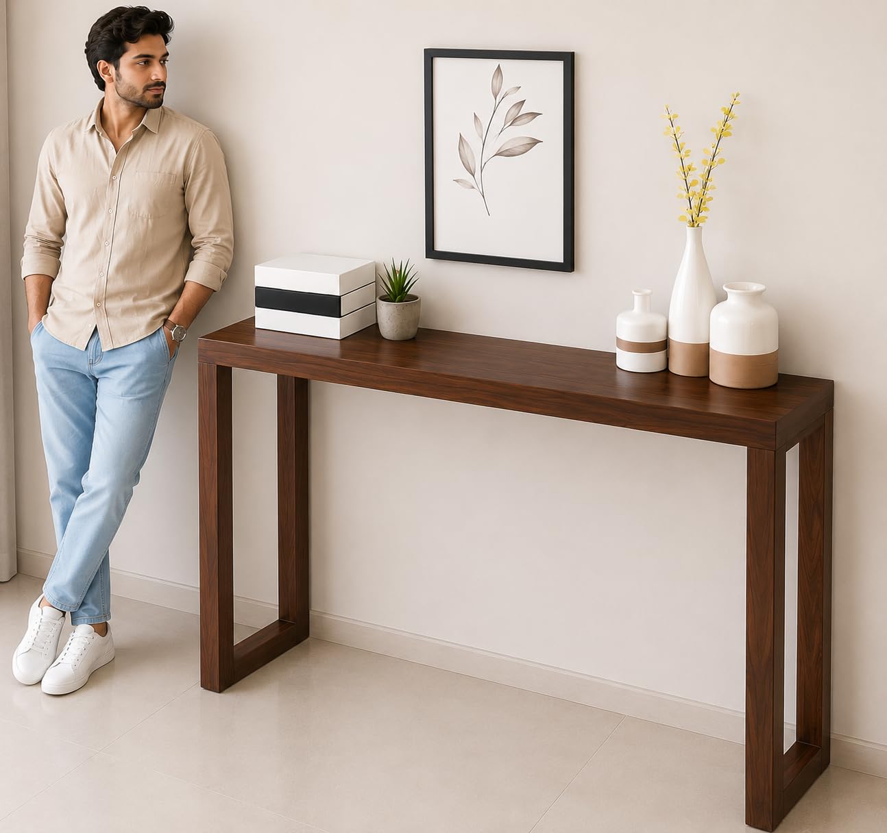 Carpentray Solid Sheesham Wood Console Table | Wooden Entryway