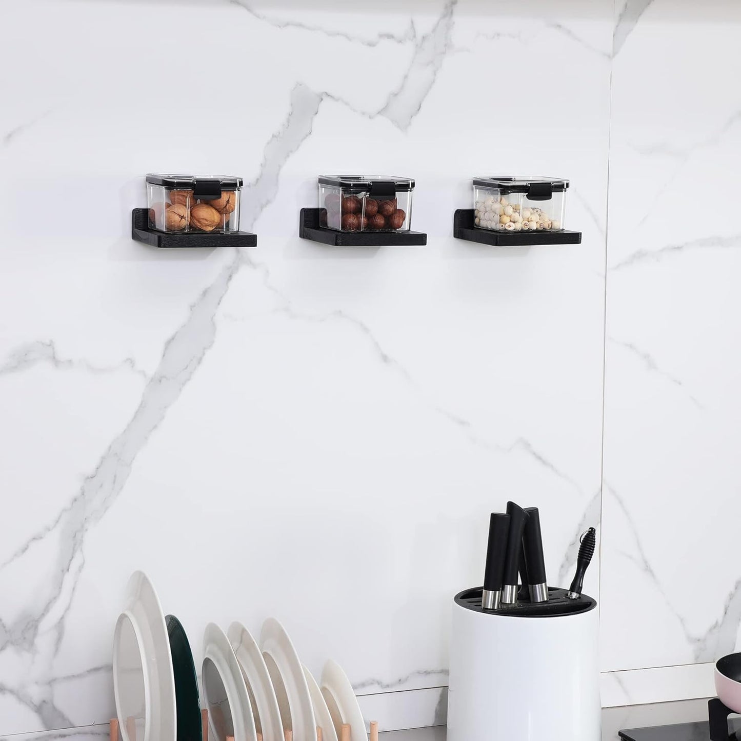 Carpentray Wooden Mini Wall Shelf Set of 3 (Black)