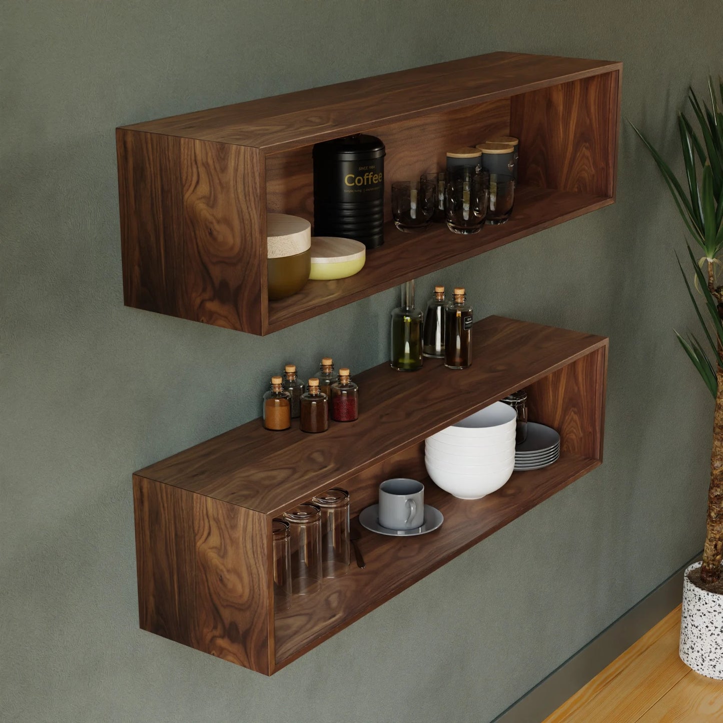 Carpentray 28" Wooden Wall Shelf Display items Shelf (Set of 2)