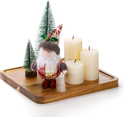carpentray 2 pack acacia wood square serving tray, 10 inch square wood serving platter