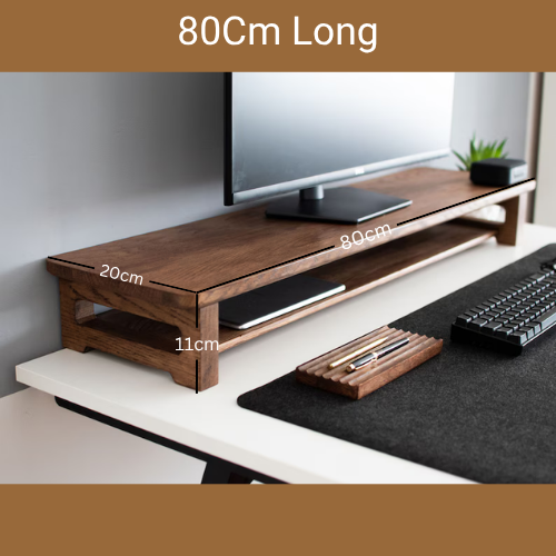 carpentray 80cm wooden dual shelf monitor stand with storage organizer for desk