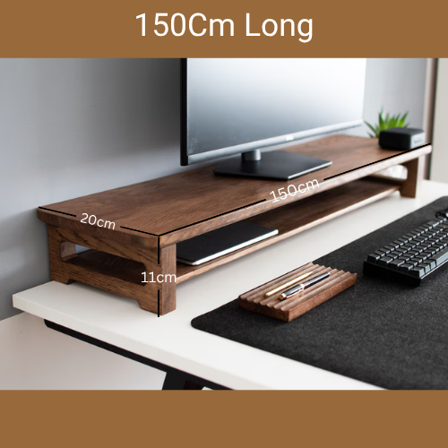 carpentray 150cm wooden dual shelf monitor stand with storage organizer for desk