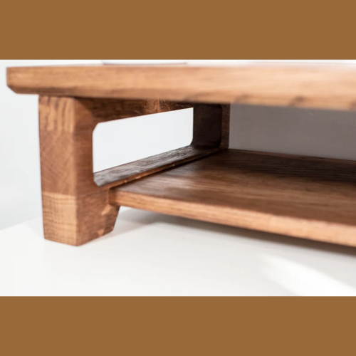 carpentray 150cm wooden dual shelf monitor stand with storage organizer for desk