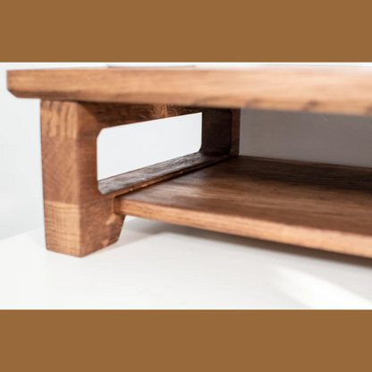 carpentray 150cm wooden dual shelf monitor stand with storage organizer for desk