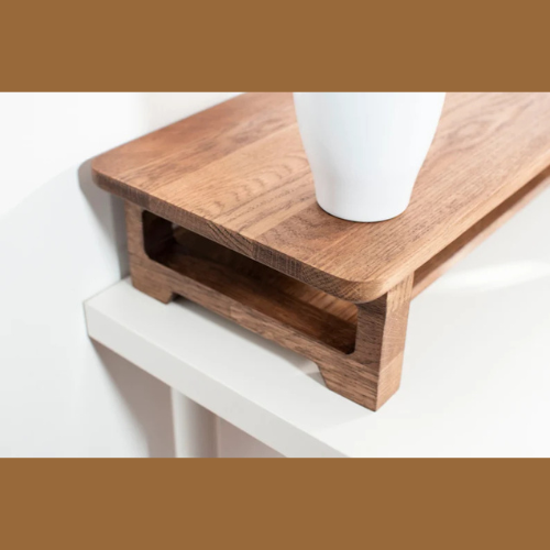 carpentray 150cm wooden dual shelf monitor stand with storage organizer for desk
