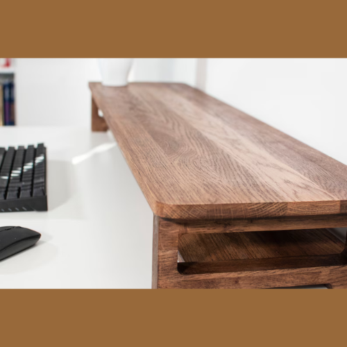 Carpentray 150Cm Wooden Dual Shelf Monitor Stand with Storage Organizer for Desk