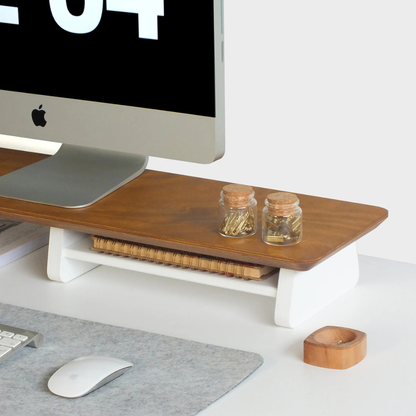carprntray 100cm long wooden monitor riser ( brown+white )