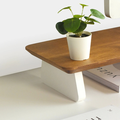 carprntray 100cm long wooden monitor riser ( brown+white )