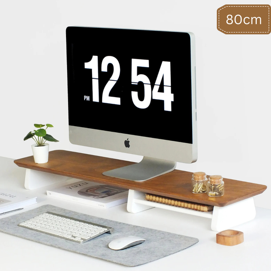 Carprntray 80cm Long Wooden Monitor Riser ( Brown+White )