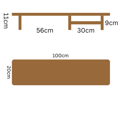 carprntray 100cm long wooden monitor riser ( brown+white )