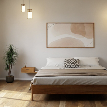 carpentray wooden wall bedside table with drawer