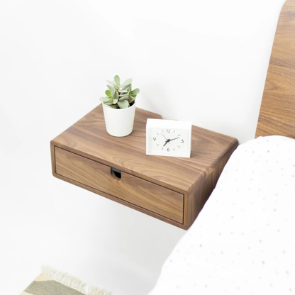carpentray wooden wall bedside table with drawer