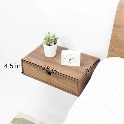 carpentray wooden wall bedside table with drawer