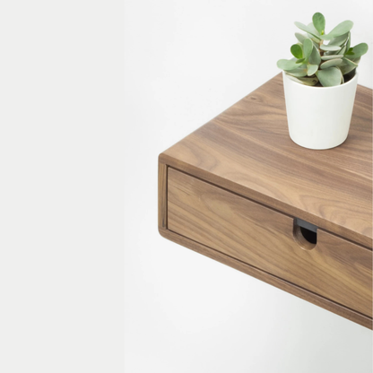 carpentray wooden wall bedside table with drawer