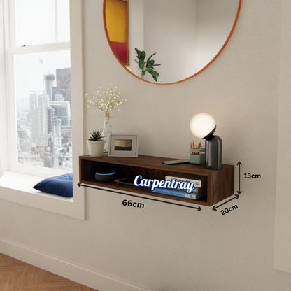 carpentray 66cm long floating entryway console table built in solid sheesham wood