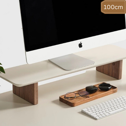 carpentray 100cm long wooden monitor riser (white & brown)