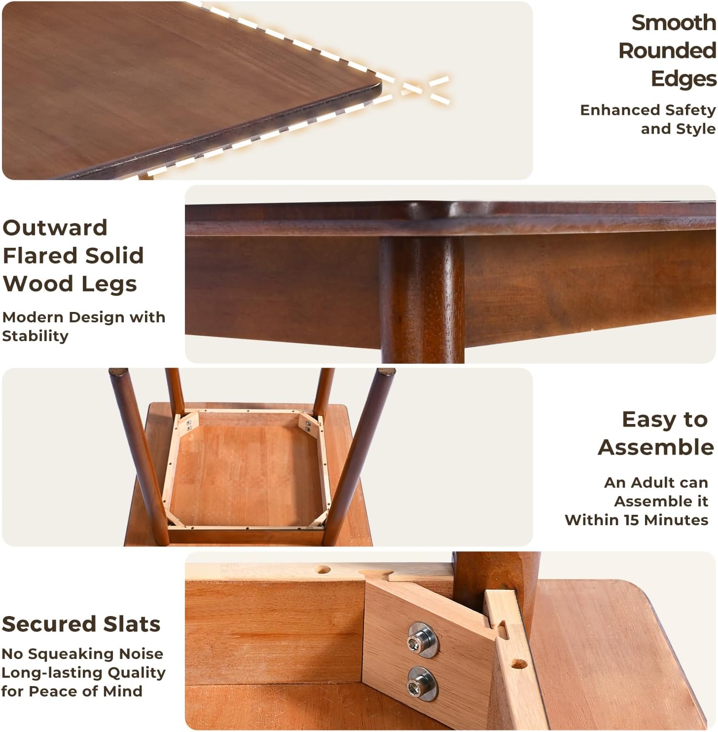 carpentray 29.5" solid wood dining table, modern small dining table
