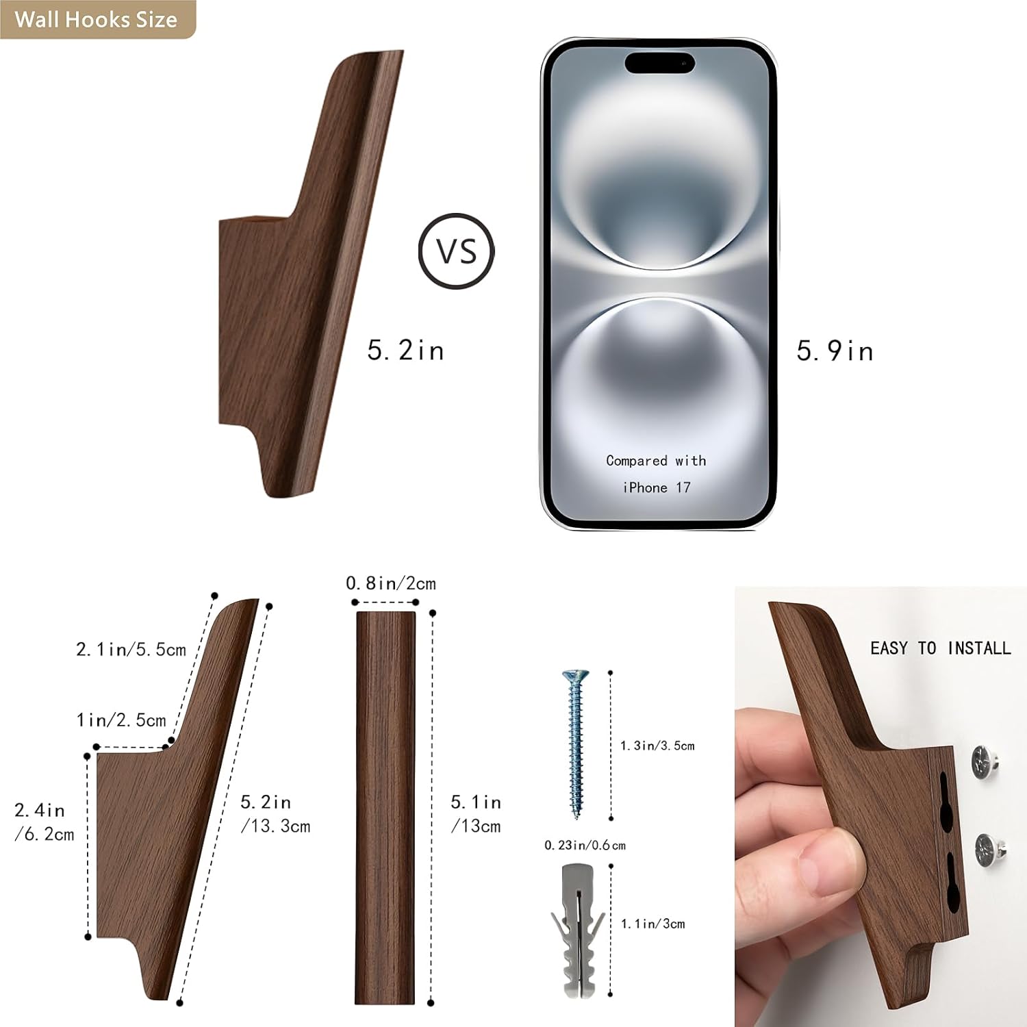 carpentray wooden wall hooks with four hooks