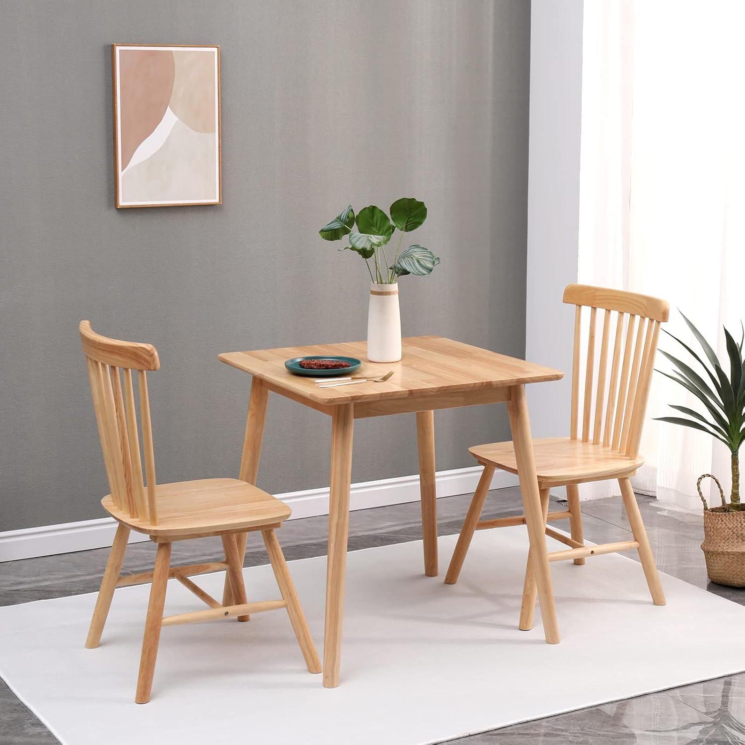 carpentray 30" small dining table square for 2, kitchen dinner table rustic space-saving dining table mid century modern table