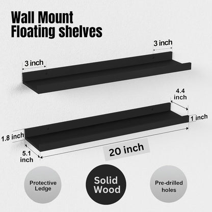 carpentray 20 inches long modern black wall shelf