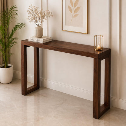 carpentray solid sheesham wood console table | wooden entryway table for hallway,
