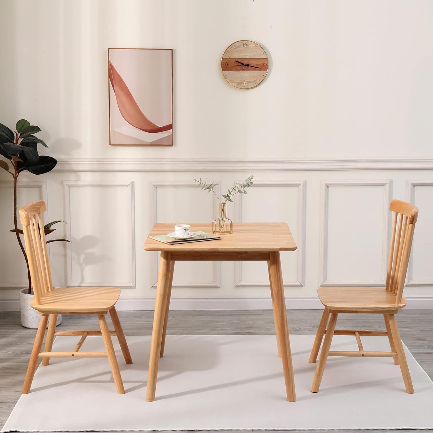 carpentray 32" small dining table square for 2, kitchen dinner table rustic space-saving dining table mid century modern table