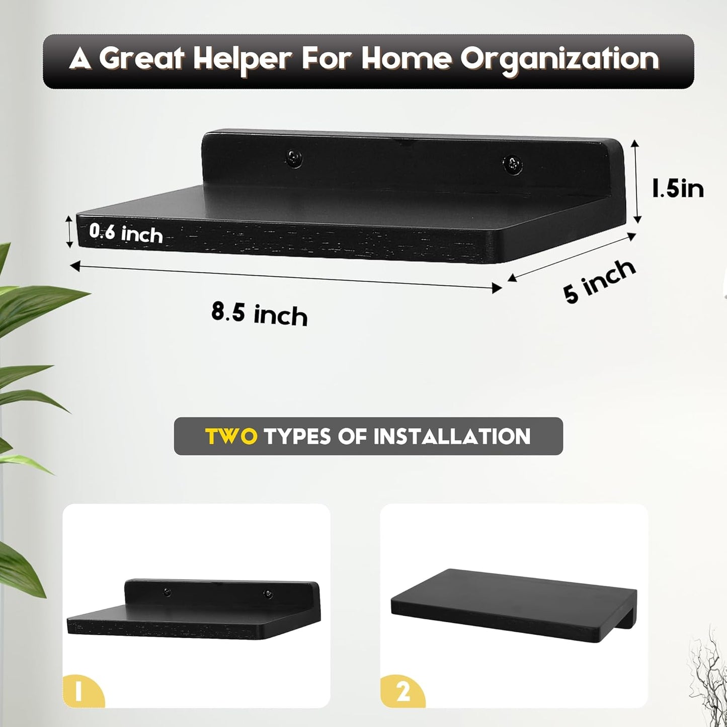 Carpentray Small Floating Shelves for Wall Set of 3 (Black)