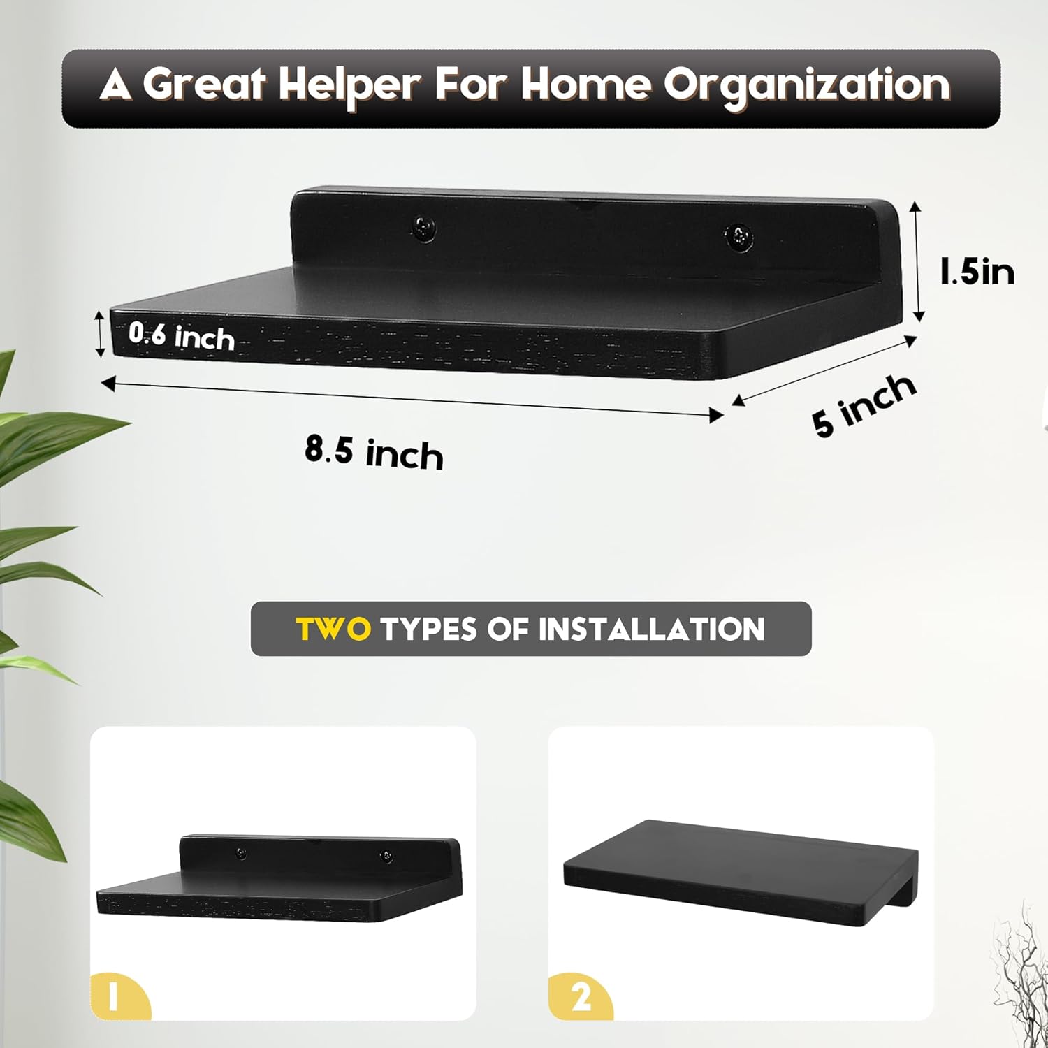 carpentray small floating shelves for wall set of 3 (black)