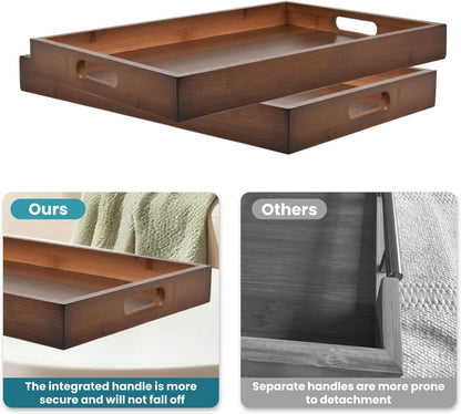 carpentray wood serving tray with handles(14.96x10.24x1.57 inches)