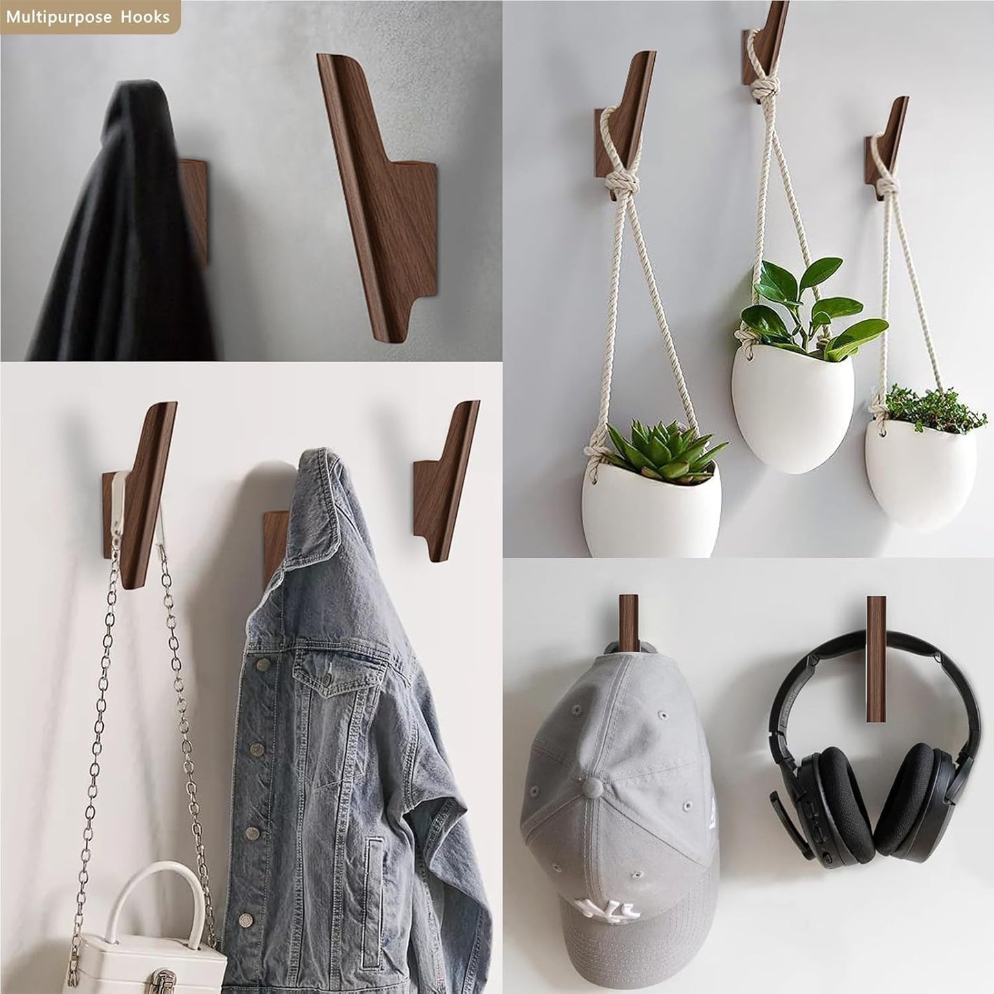 Carpentray Wooden Wall Hooks With Four Hooks