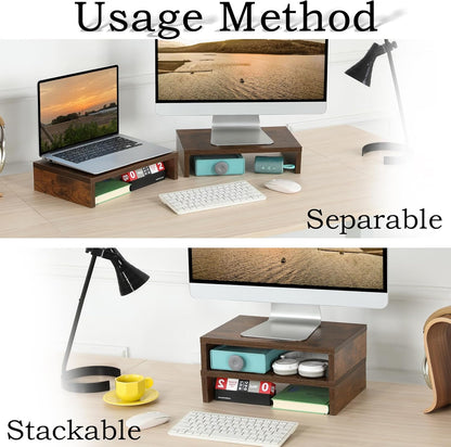 carpentray 2pcs wooden monitor riser (brown)
