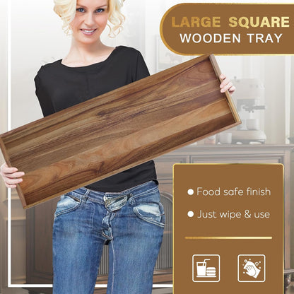 carpentray extra large acacia wood serving board with handles, 36 x 12 inches
