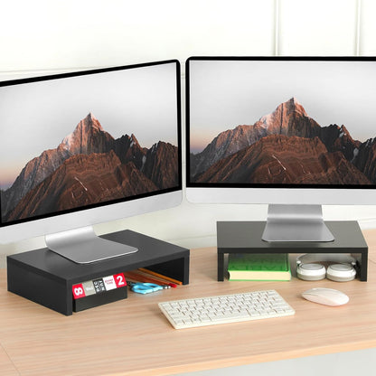 carpentray 2pcs wooden monitor riser (black)