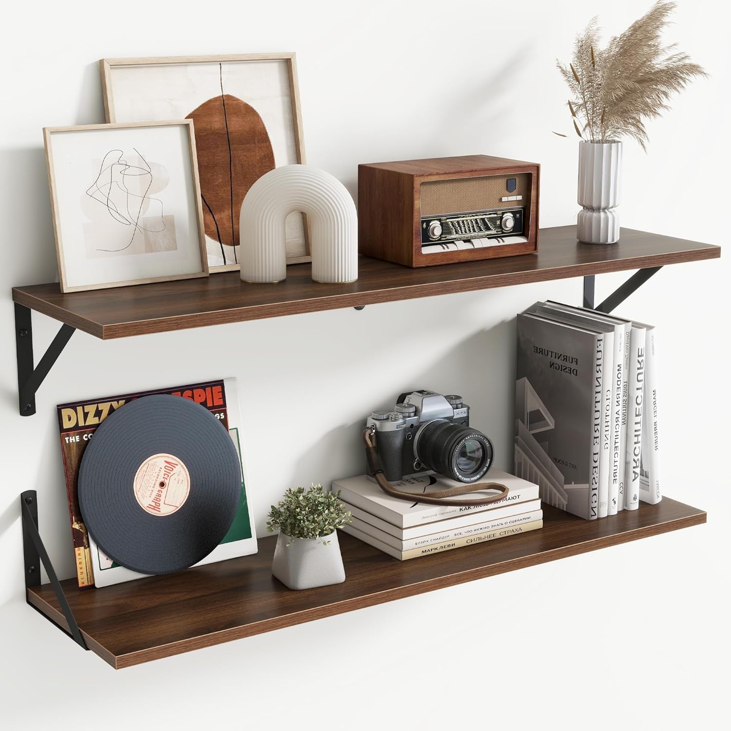 carpentray 40x8 inch floating shelves for wall mounted shelves set of 2