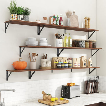carpentray 36x8 inch floating shelves with black metal brackets set of 2