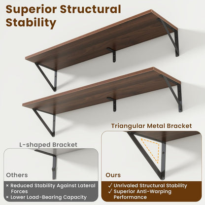 carpentray 40x8 inch floating shelves for wall mounted shelves set of 2