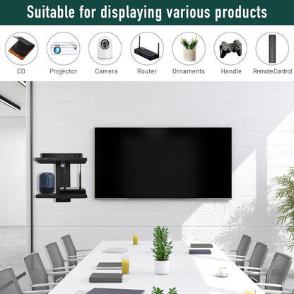 carpentray dual shelf floating projector wall mount tv shelf (black)