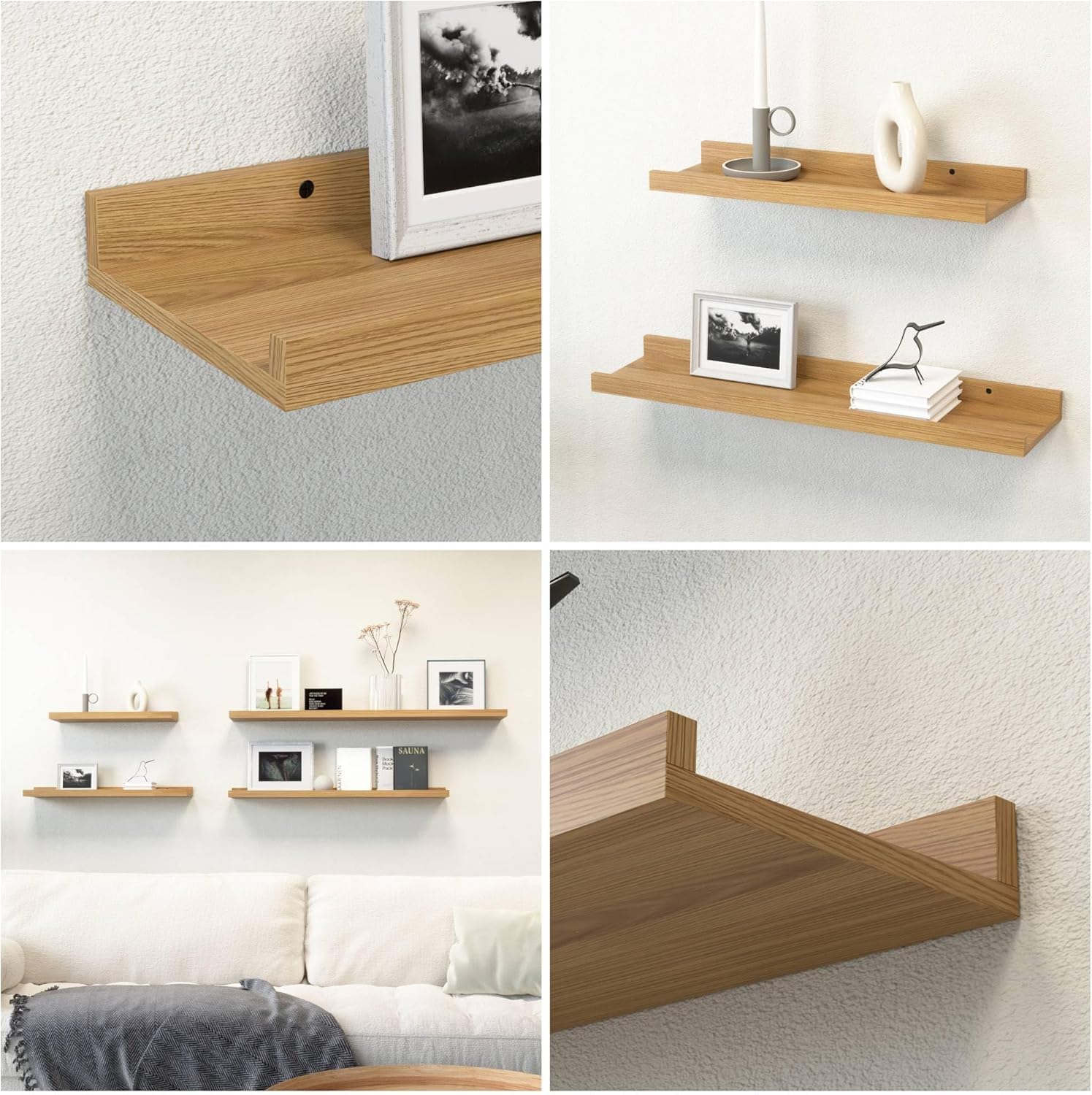 carpentray 20 inches long light brown wall shelf