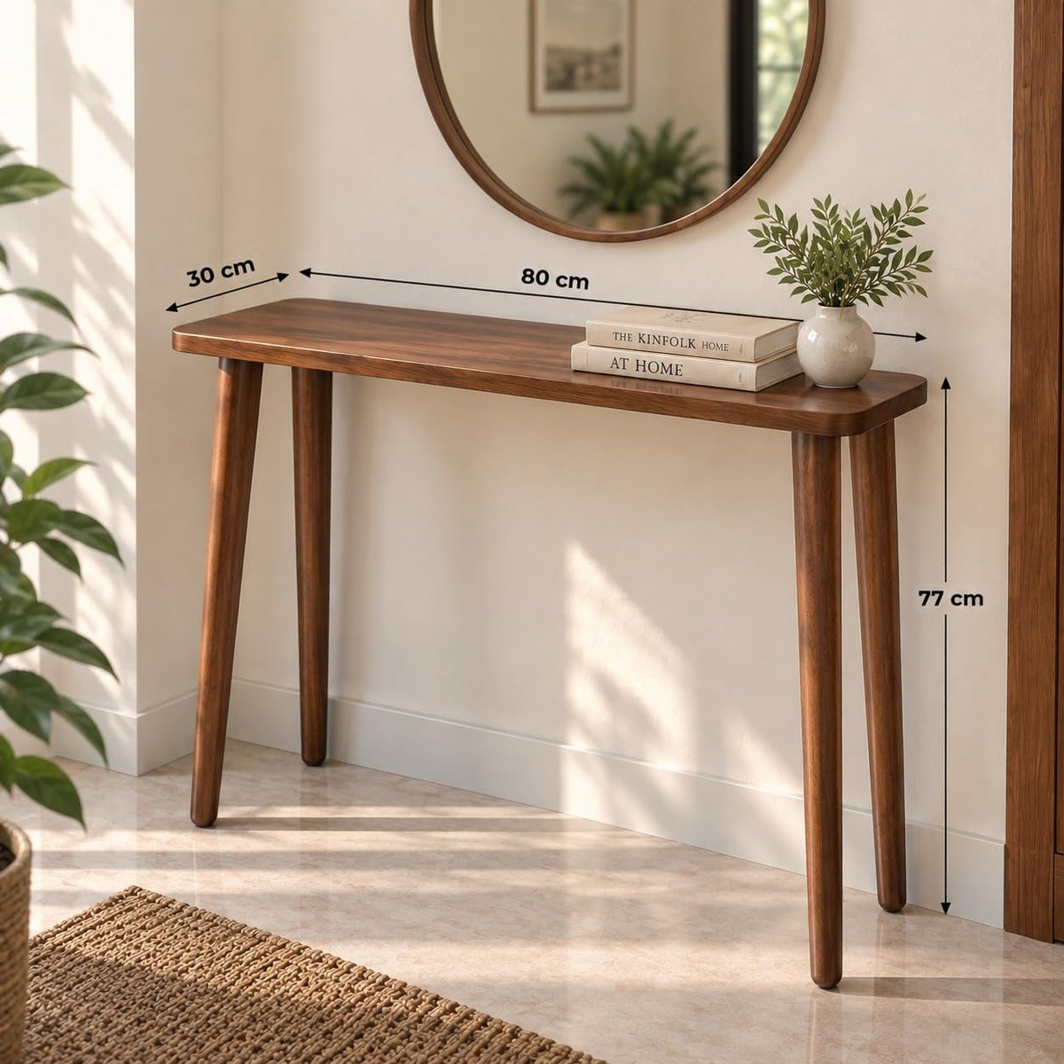 Carpentray 80cm Long Sheesham Wood Console Table, Antique Finish for Living Room (Walnut)