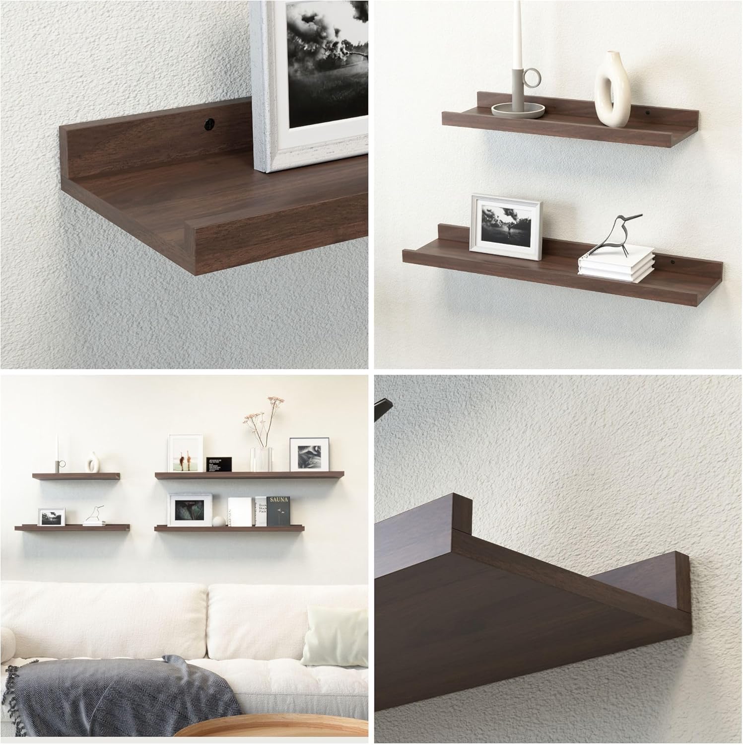 carpentray 40'' inches long dark brown wall shelf