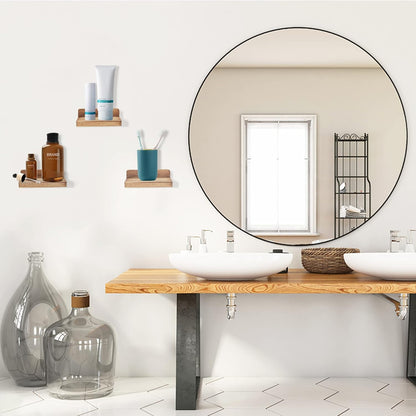 carpentray wooden mini wall shelf set of 3 (light brown)