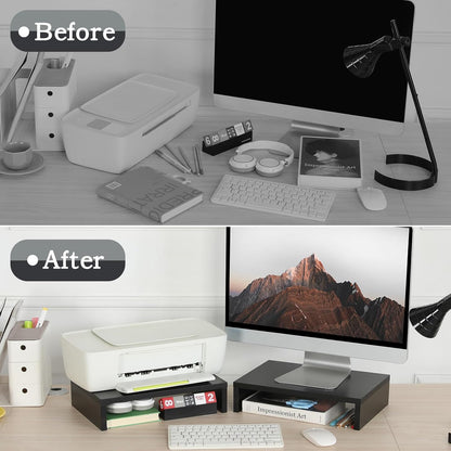 carpentray 2pcs wooden monitor riser (black)