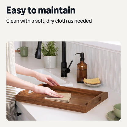 carpentray wooden serving tray, acacia wood, 17 x 12 in.