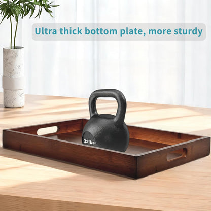 carpentray wood serving tray with handles(14.96x10.24x1.57 inches)