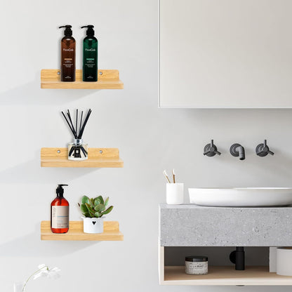 carpentray small floating shelves for wall set of 3 (natural)