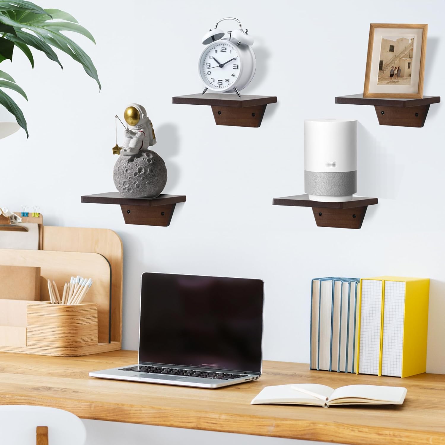 carpentray wooden mini wall shelf set of 2 (brown)