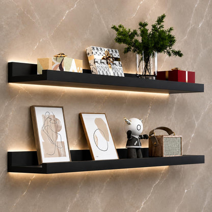carpentray 35" long picture ledge shelf for wall, solid wood nursery book shelves