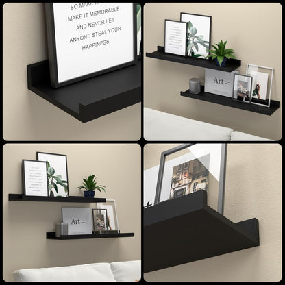 carpentray 20 inches long modern black wall shelf